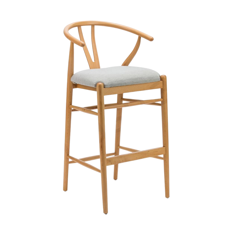 Kastra Wishbone Döşeme Kumaşlı Bar Sandalyesi-zoom-