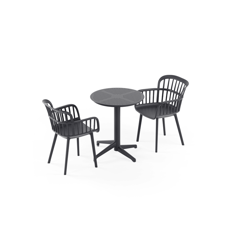 Tilia 2 Kişilik Polipropilen Bahçe, Balkon, Dış Mekan Masa Takımı (Moon Katlanır Masa Ø60 cm + Eva-P Sandalye)-zoom-
