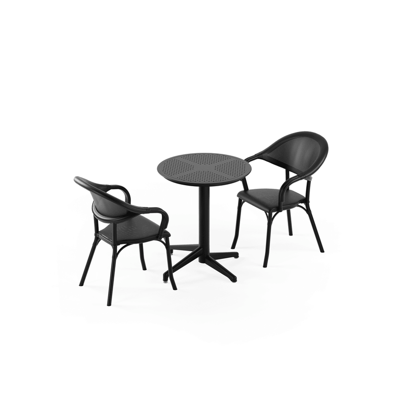 Tilia 2 Kişilik Polipropilen Bahçe, Balkon, Dış Mekan Masa Takımı (Moon Katlanır Masa Ø60 cm + Flash-N Sandalye)-zoom-