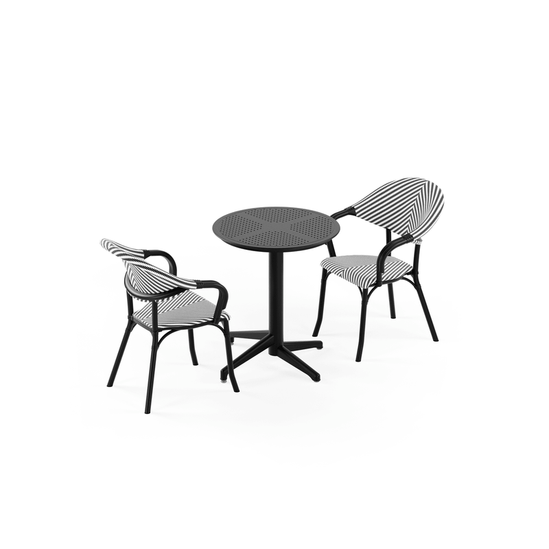 Tilia 2 Kişilik Polipropilen Bahçe, Balkon, Dış Mekan Masa Takımı (Moon Katlanır Masa Ø60 cm + Flash-N Sandalye)-zoom-