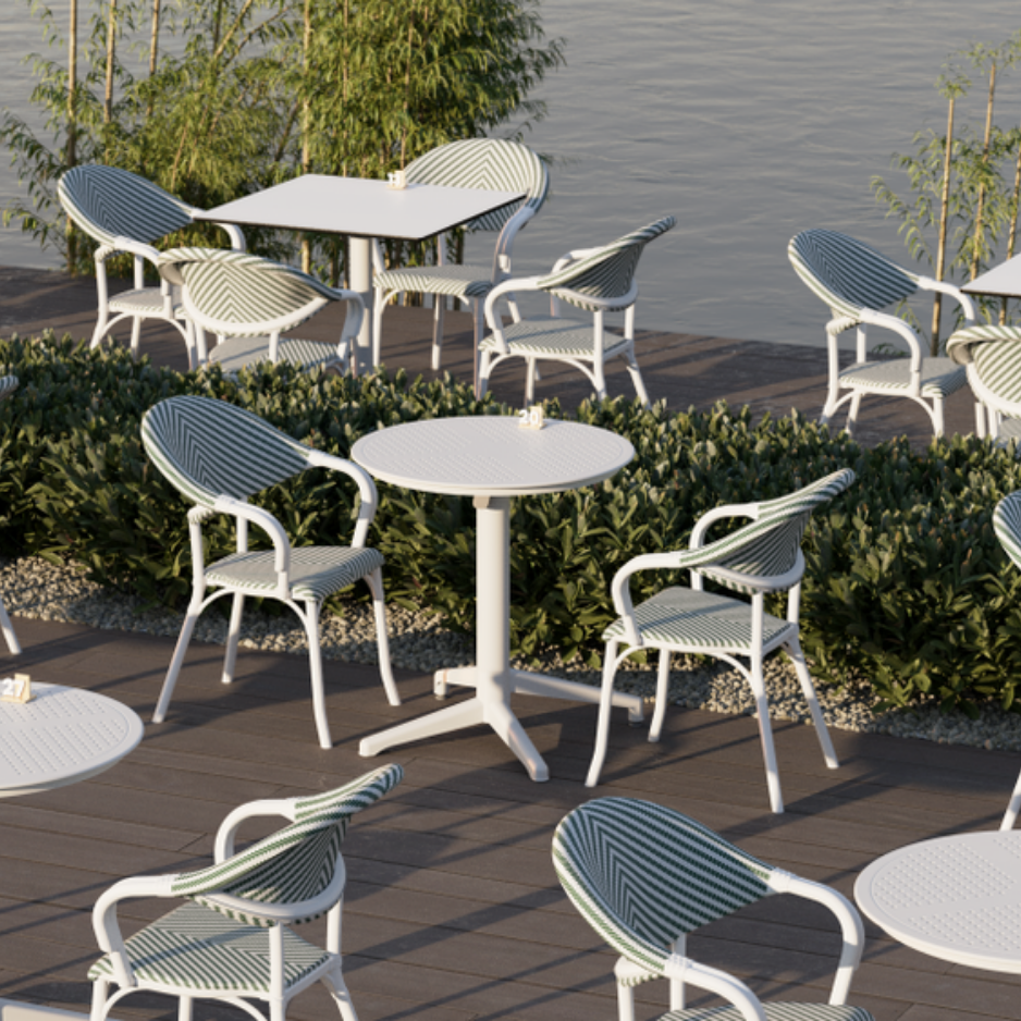 Tilia 2 Kişilik Polipropilen Bahçe, Balkon, Dış Mekan Masa Takımı (Moon Katlanır Masa Ø60 cm + Flash-N Sandalye)-zoom-3