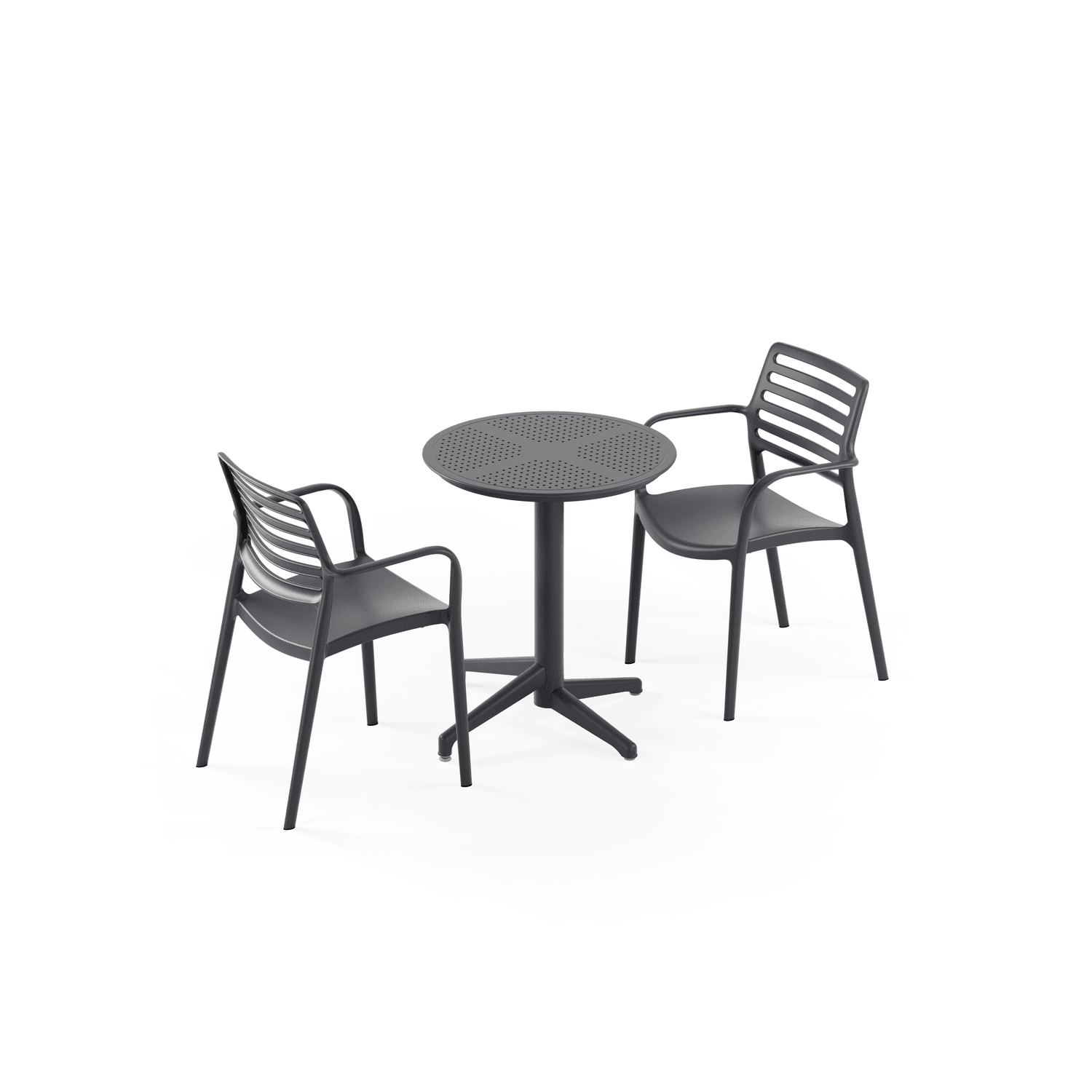 Tilia 2 Kişilik Polipropilen Masa Takımı (Moon Katlanır Masa Ø60 cm + Louise-XL Kollu Sandalye)