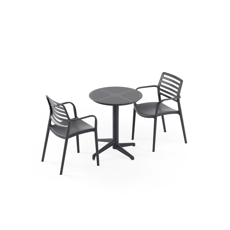 Tilia 2 Kişilik Polipropilen Bahçe, Balkon, Dış Mekan Masa Takımı (Moon Katlanır Masa Ø60 cm + Louise-XL Sandalye)-zoom-