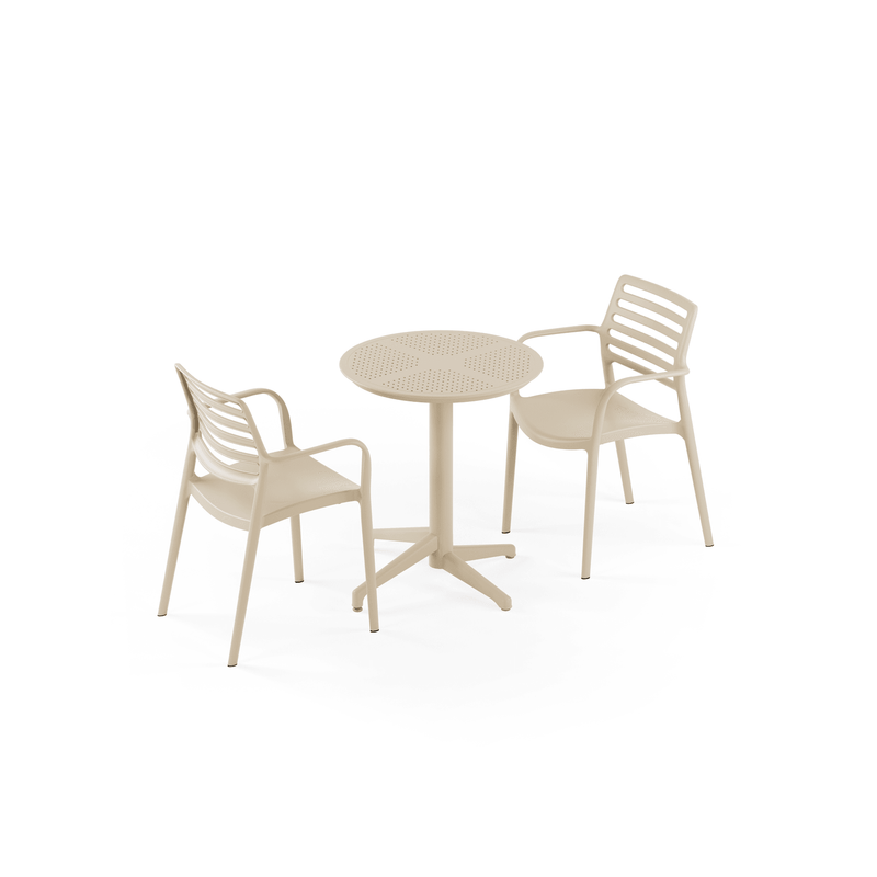 Tilia 2 Kişilik Polipropilen Bahçe, Balkon, Dış Mekan Masa Takımı (Moon Katlanır Masa Ø60 cm + Louise-XL Sandalye)-zoom-