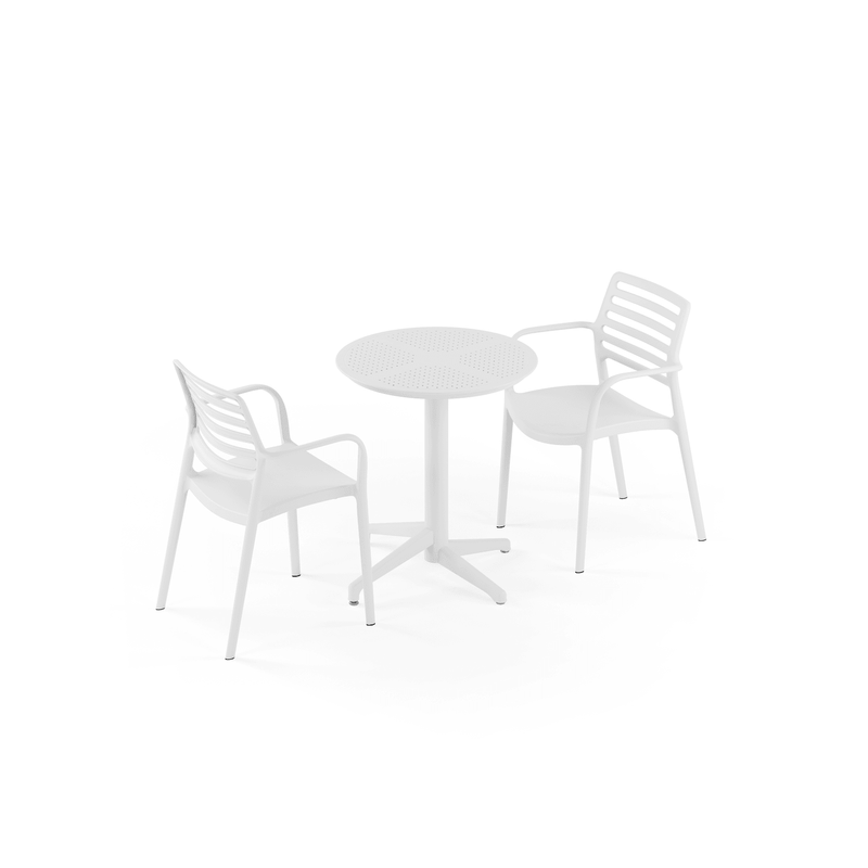 Tilia 2 Kişilik Polipropilen Bahçe, Balkon, Dış Mekan Masa Takımı (Moon Katlanır Masa Ø60 cm + Louise-XL Sandalye)-zoom-