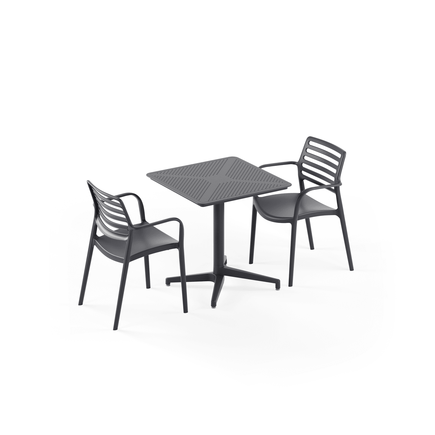 Tilia 2 Kişilik Polipropilen Bahçe, Balkon, Dış Mekan Masa Takımı (Moon Katlanır Masa 70X70 cm + Louise-XL Sandalye)-2