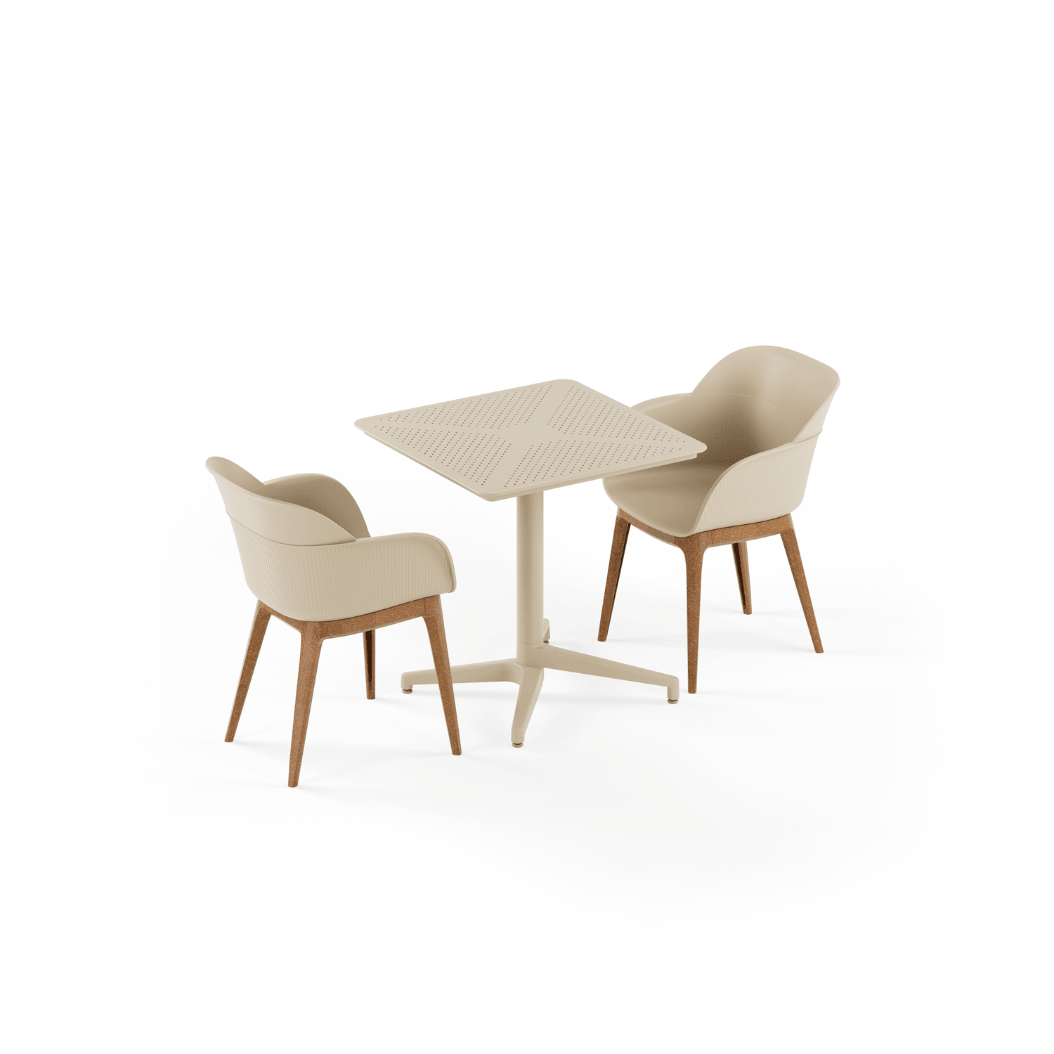 Tilia 2 Kişilik Polipropilen Bahçe, Balkon, Dış Mekan Masa Takımı (Moon Katlanır Masa 70X70 cm + Shell-WP Sandalye)-3
