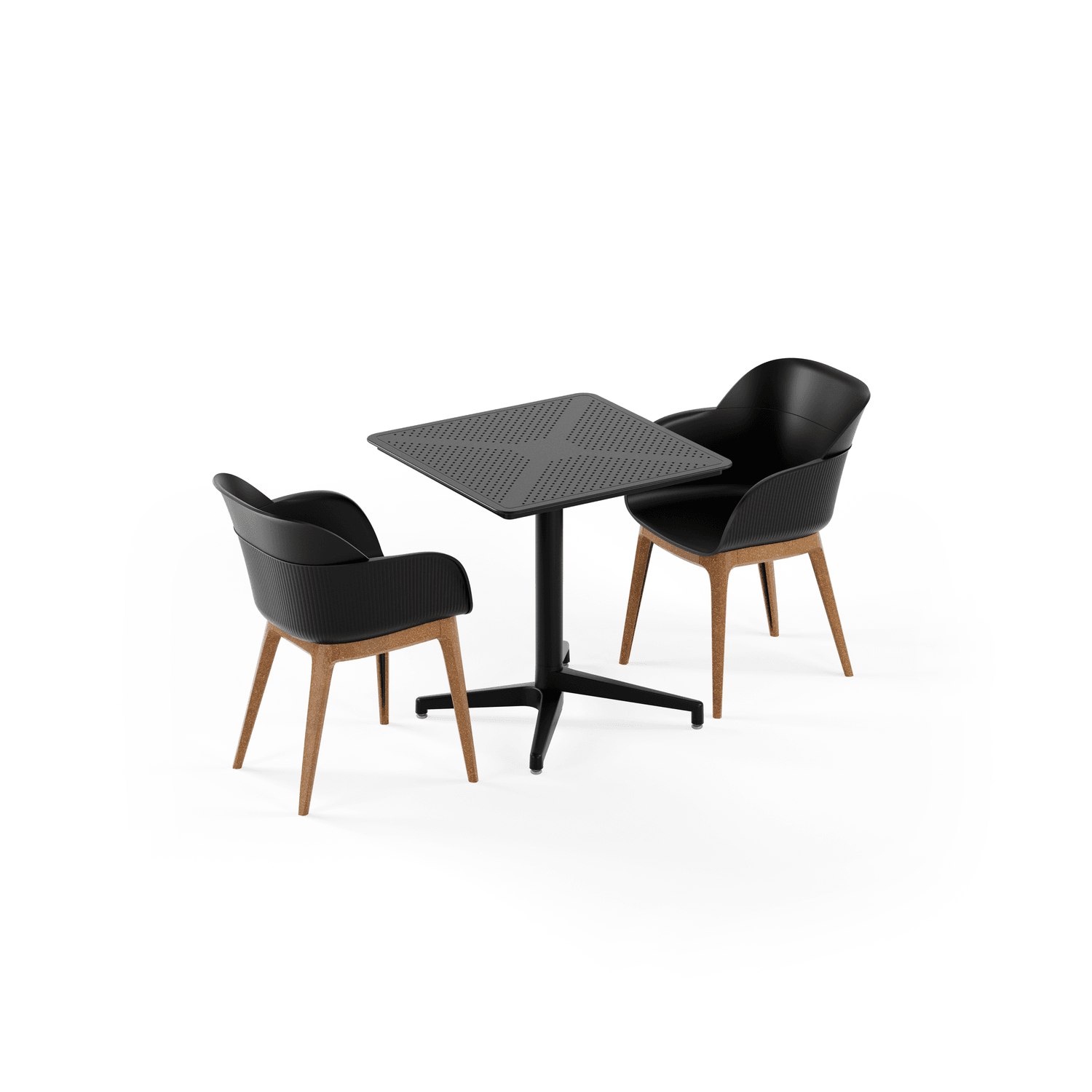 Tilia 2 Kişilik Polipropilen Bahçe, Balkon, Dış Mekan Masa Takımı (Moon Katlanır Masa 70X70 cm + Shell-WP Sandalye)