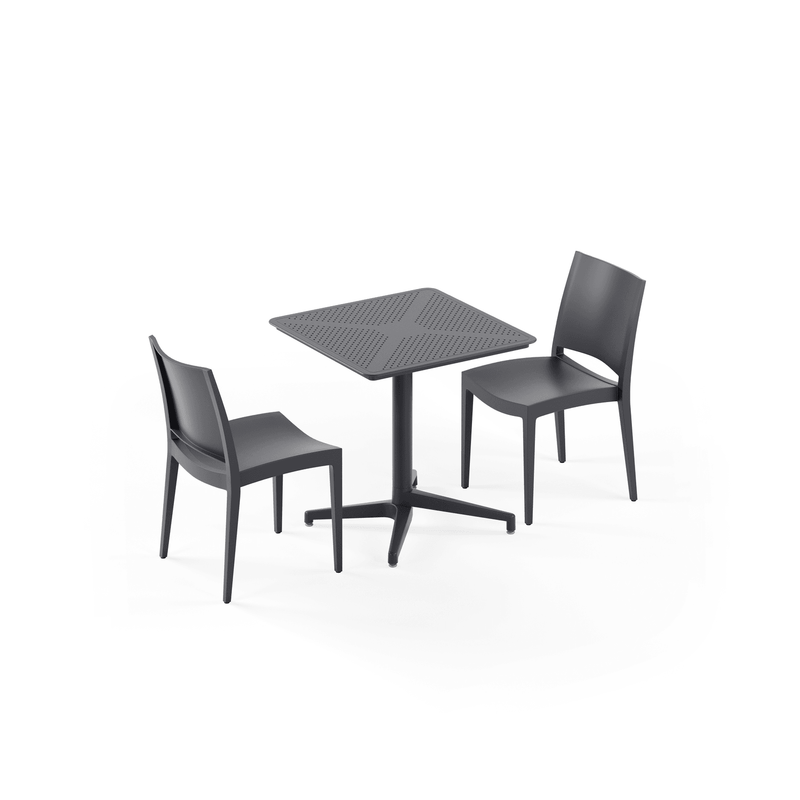 Tilia 2 Kişilik Polipropilen Bahçe, Balkon, Dış Mekan Masa Takımı (Moon Katlanır Masa 70X70 cm + Specto Sandalye)-zoom-