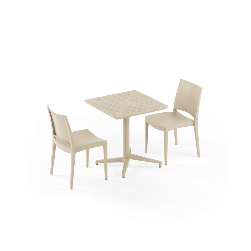 Tilia 2 Kişilik Polipropilen Bahçe, Balkon, Dış Mekan Masa Takımı (Moon Katlanır Masa 70X70 cm + Specto Sandalye)-zoom-