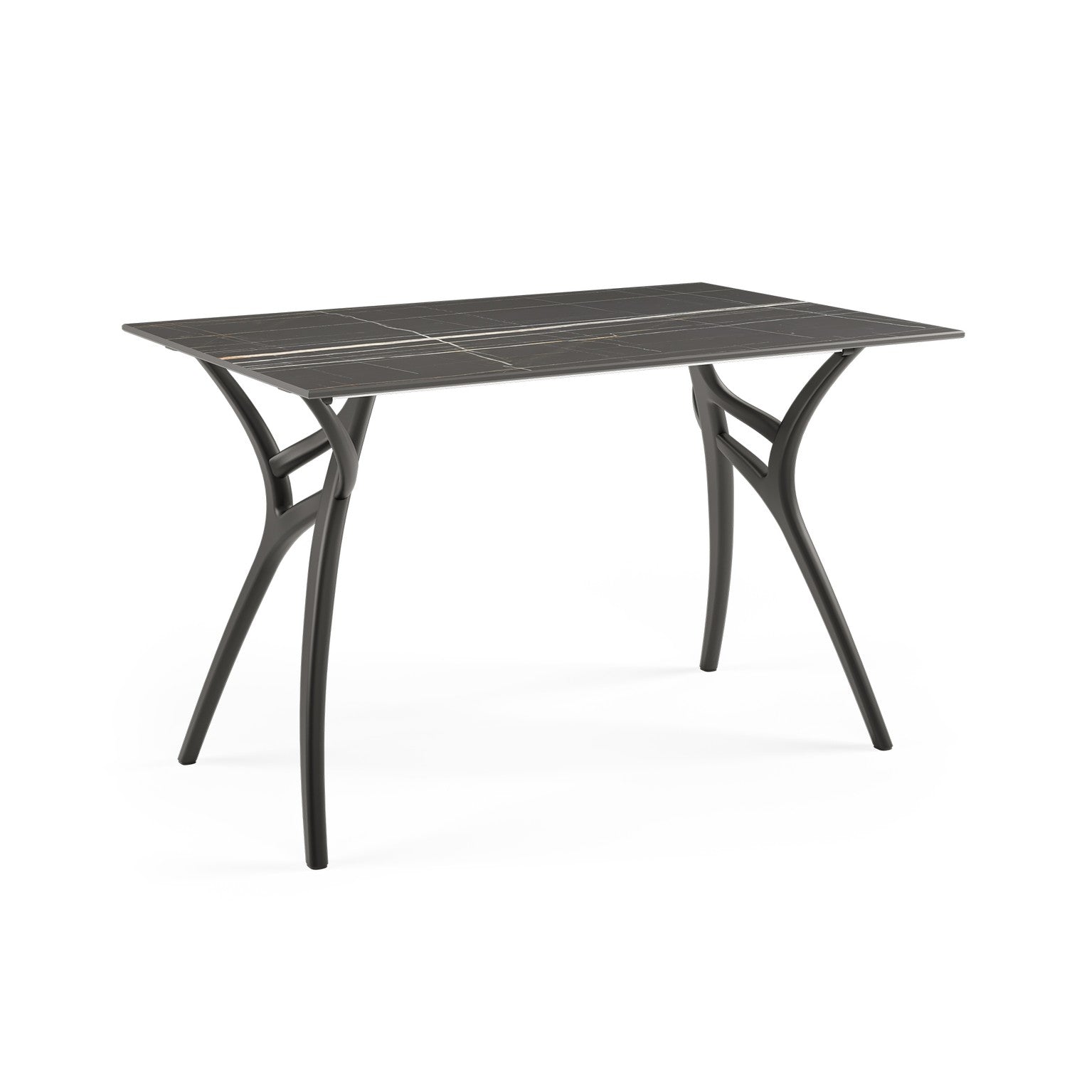 Tilia 4 Kişilik Polipropilen Bahçe, Balkon, Kafe, Restoran Masa Takımı Siyah (Ivy-L Masa Kompakt Tabla 77X120 cm + Atra Sandalye)