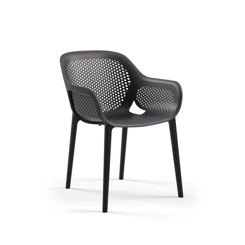 Tilia 4 Kişilik Polipropilen Bahçe, Balkon, Kafe, Restoran Masa Takımı Siyah (Ivy-L Masa Kompakt Tabla 77X120 cm + Atra Sandalye)-zoom-