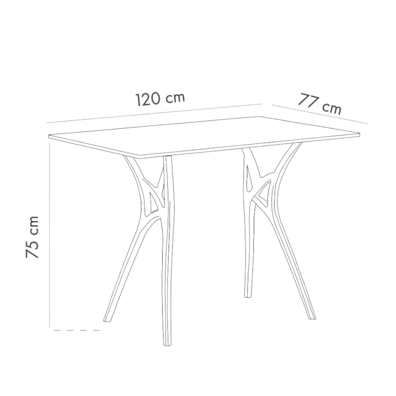Tilia 4 Kişilik Polipropilen Bahçe, Balkon, Kafe, Restoran Masa Takımı Siyah (Ivy-L Masa Kompakt Tabla 77X120 cm + Atra Sandalye)-zoom-