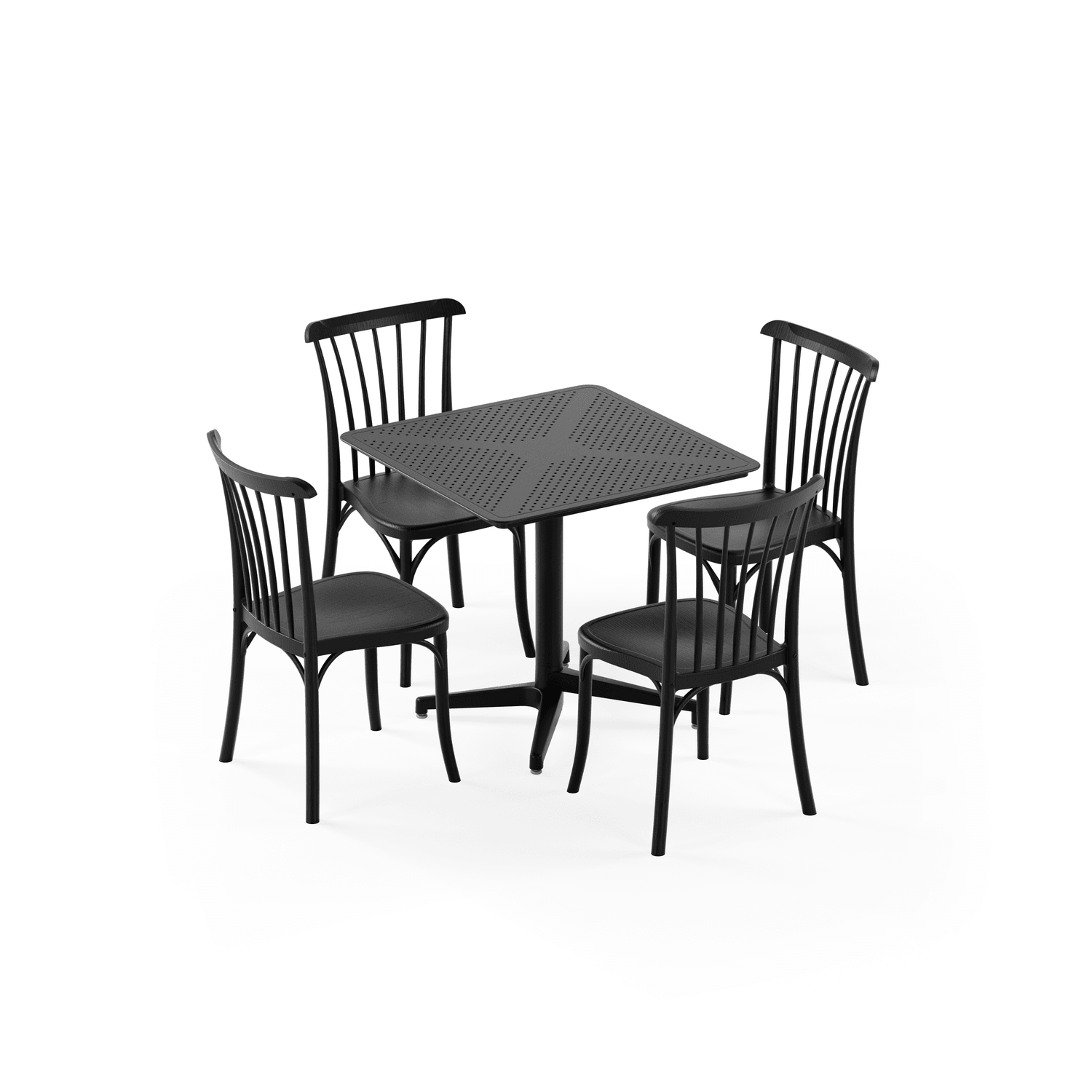 Tilia 4 Kişilik Polipropilen Bahçe, Balkon, Kafe, Restoran Masa Takımı Siyah (Moon Katlanır Masa 80X80 cm + Gozo Sandalye)-1