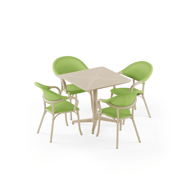 Tilia 4 Kişilik Polipropilen Bahçe, Balkon, Dış Mekan Masa Takımı (Moon Katlanır Masa 80X80 cm + Flash-N Sandalye)-zoom-