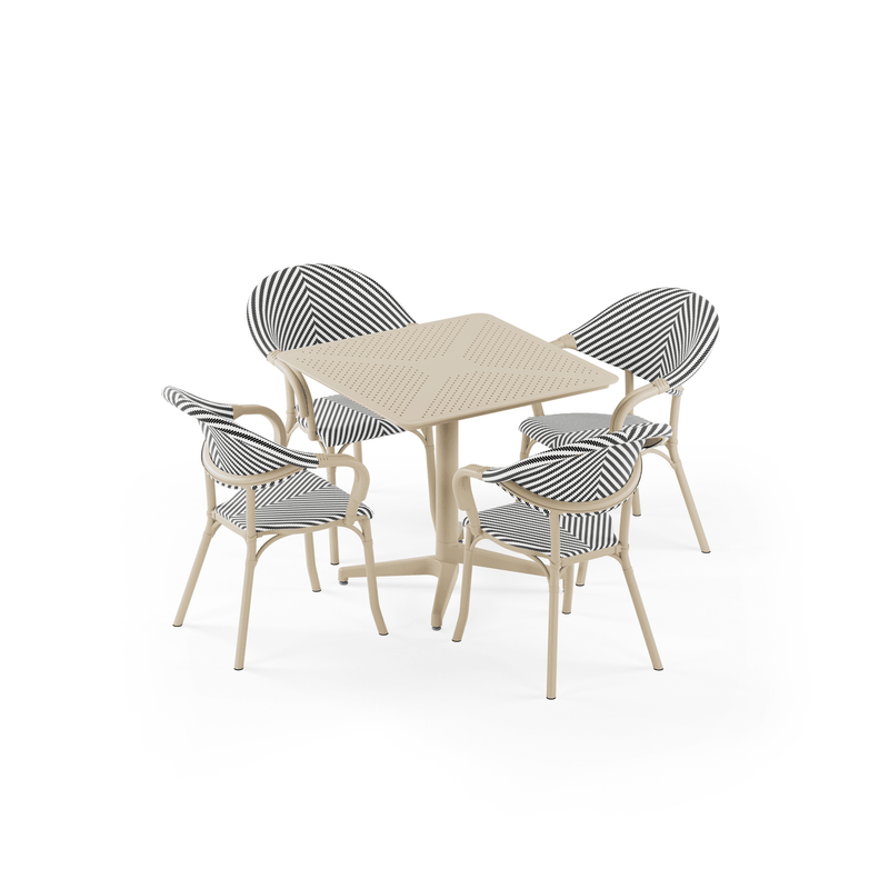 Tilia 4 Kişilik Polipropilen Bahçe, Balkon, Dış Mekan Masa Takımı (Moon Katlanır Masa 80X80 cm + Flash-N Sandalye)-zoom-