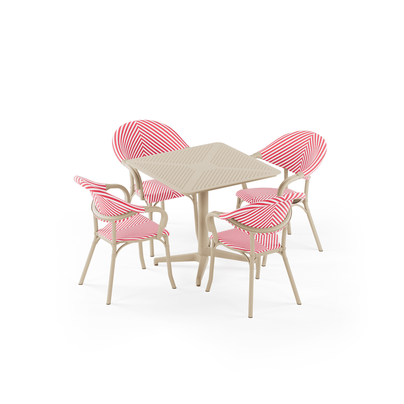 Tilia 4 Kişilik Polipropilen Bahçe, Balkon, Dış Mekan Masa Takımı (Moon Katlanır Masa 80X80 cm + Flash-N Sandalye)-zoom-