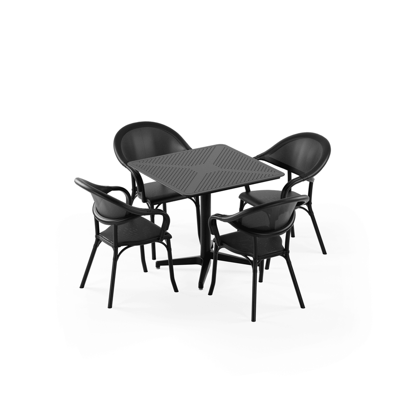 Tilia 4 Kişilik Polipropilen Bahçe, Balkon, Dış Mekan Masa Takımı (Moon Katlanır Masa 80X80 cm + Flash-N Sandalye)-zoom-