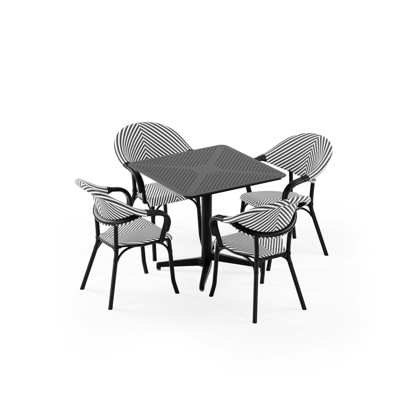 Tilia 4 Kişilik Polipropilen Bahçe, Balkon, Dış Mekan Masa Takımı (Moon Katlanır Masa 80X80 cm + Flash-N Sandalye)-zoom-