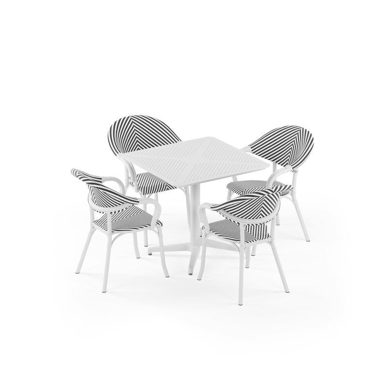 Tilia 4 Kişilik Polipropilen Bahçe, Balkon, Dış Mekan Masa Takımı (Moon Katlanır Masa 80X80 cm + Flash-N Sandalye)-zoom-