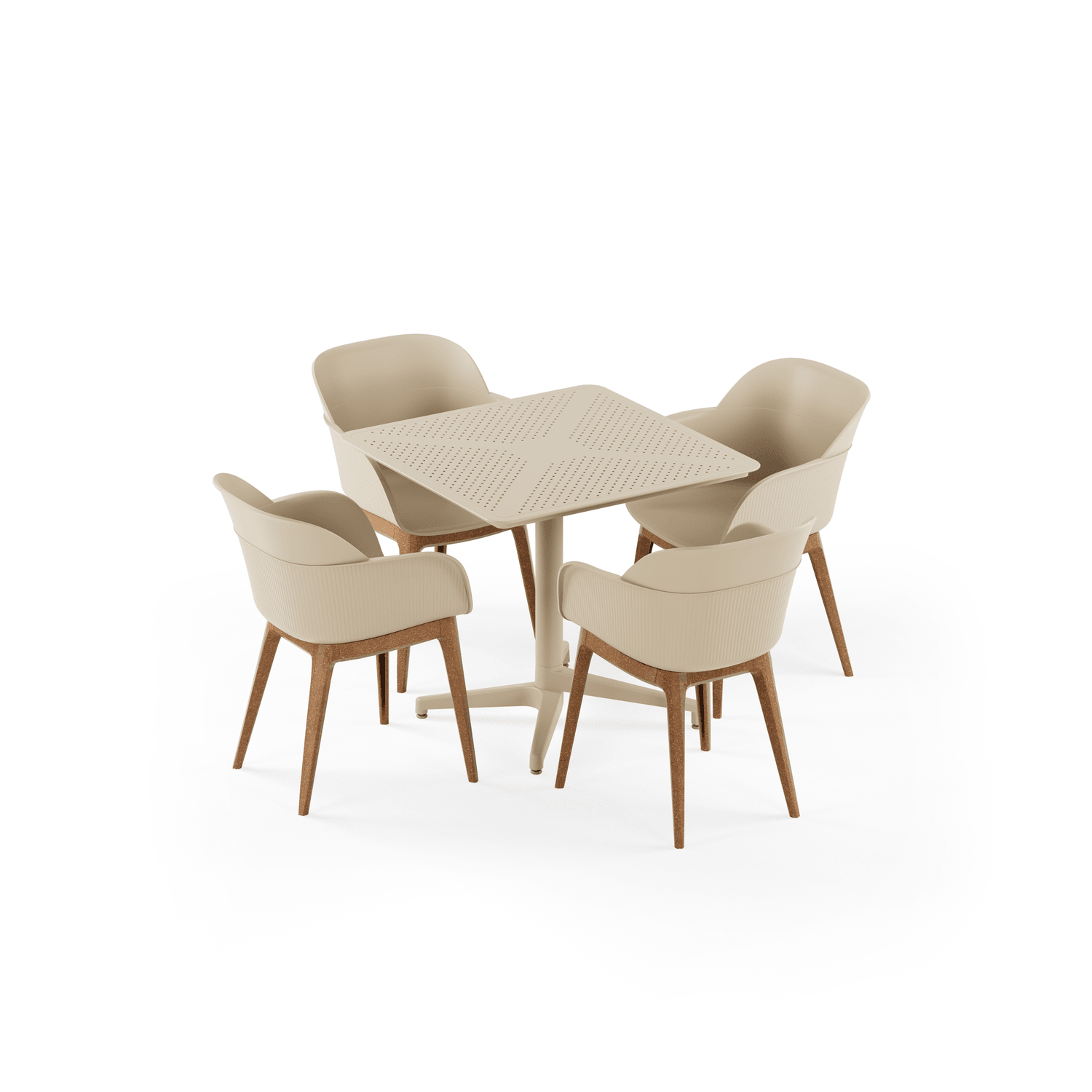 Tilia 4 Kişilik Polipropilen Bahçe, Balkon, Dış Mekan Masa Takımı (Moon Katlanır Masa 80X80 cm + Shell-WP Kollu Sandalye)-3