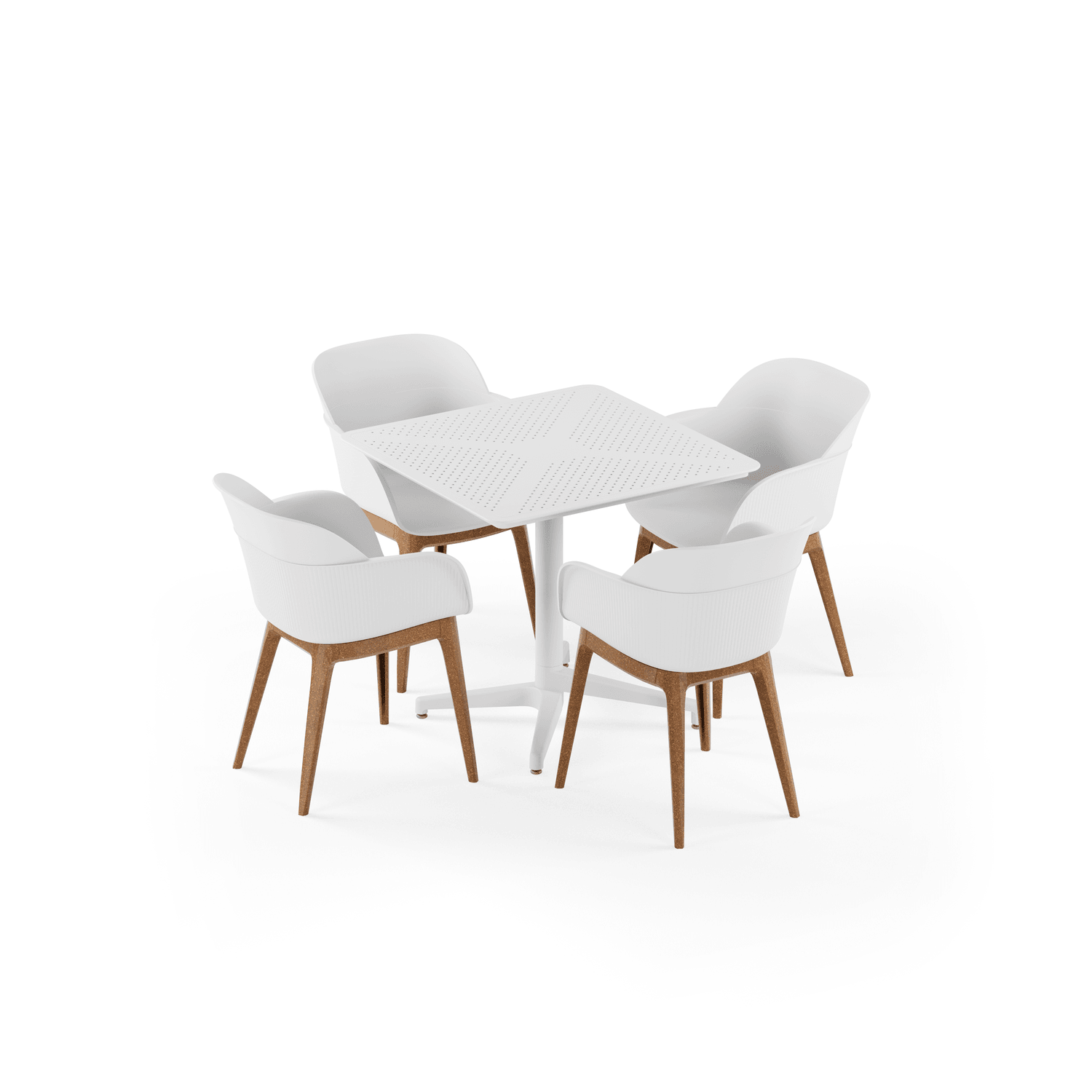 Tilia 4 Kişilik Polipropilen Bahçe, Balkon, Dış Mekan Masa Takımı (Moon Katlanır Masa 80X80 cm + Shell-WP Kollu Sandalye)-1