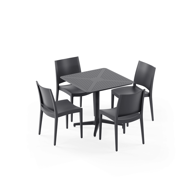 Tilia 4 Kişilik Polipropilen Bahçe, Balkon, Dış Mekan Masa Takımı (Moon Katlanır Masa 80X80 cm + Specto Sandalye)-zoom-