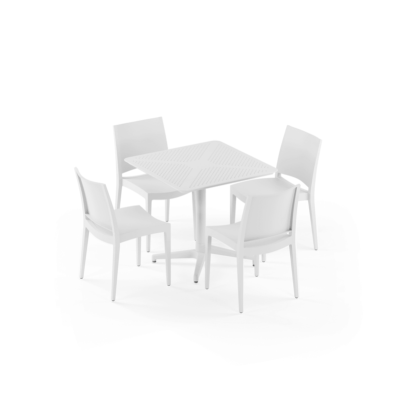 Tilia 4 Kişilik Polipropilen Bahçe, Balkon, Dış Mekan Masa Takımı (Moon Katlanır Masa 80X80 cm + Specto Sandalye)-zoom-