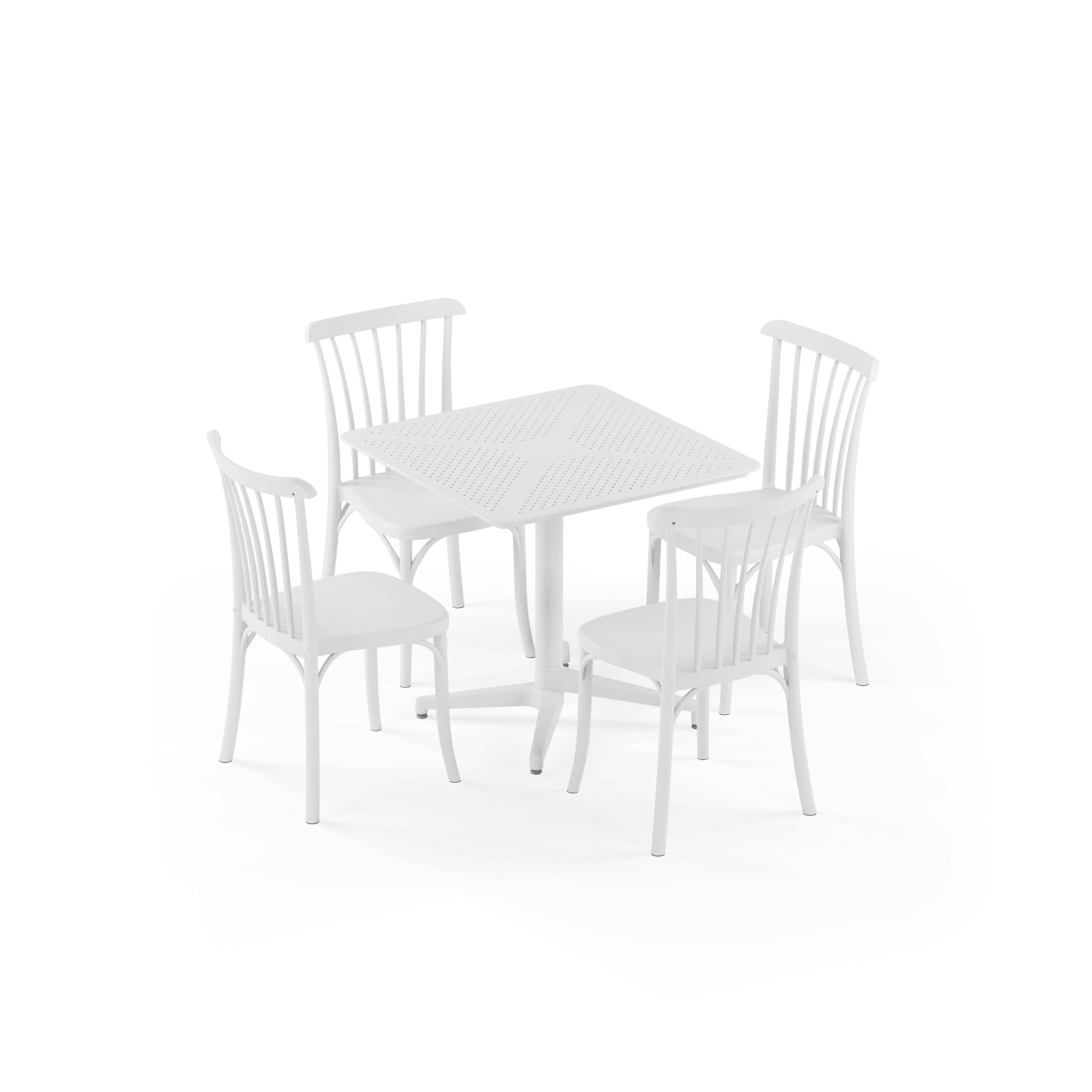 Tilia 4 Kişilik Polipropilen Bahçe, Balkon Masa Takımı Beyaz (Moon Katlanır Masa 80X80 cm + Gozo Sandalye)-1