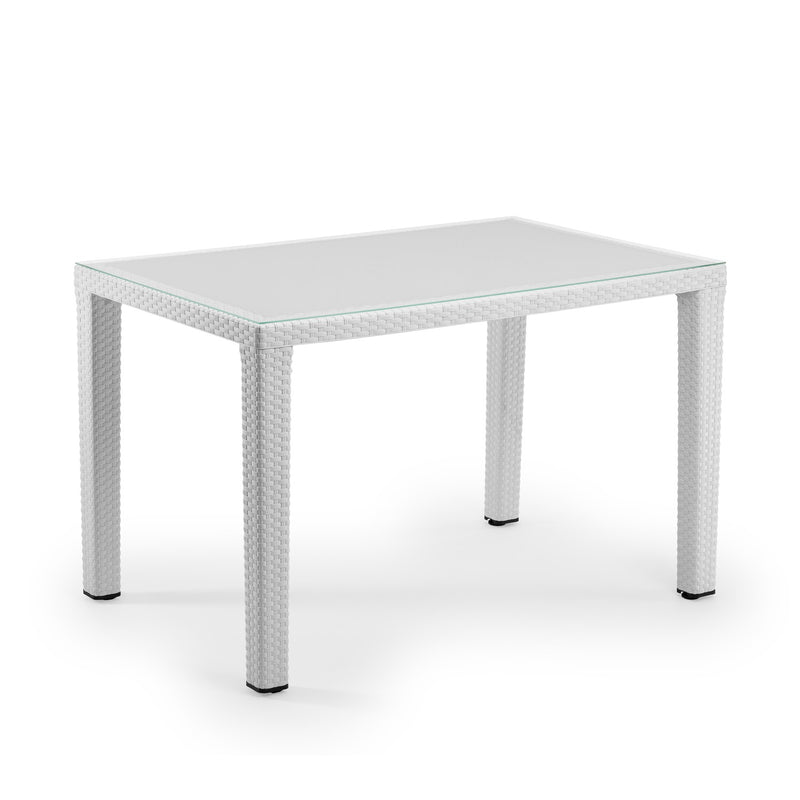 Tilia Antares Rattan Masa Cam Tabla 80×120 cm, Bahçe, Balkon, Kafe, Restoran, Dış Mekan İçin-zoom-