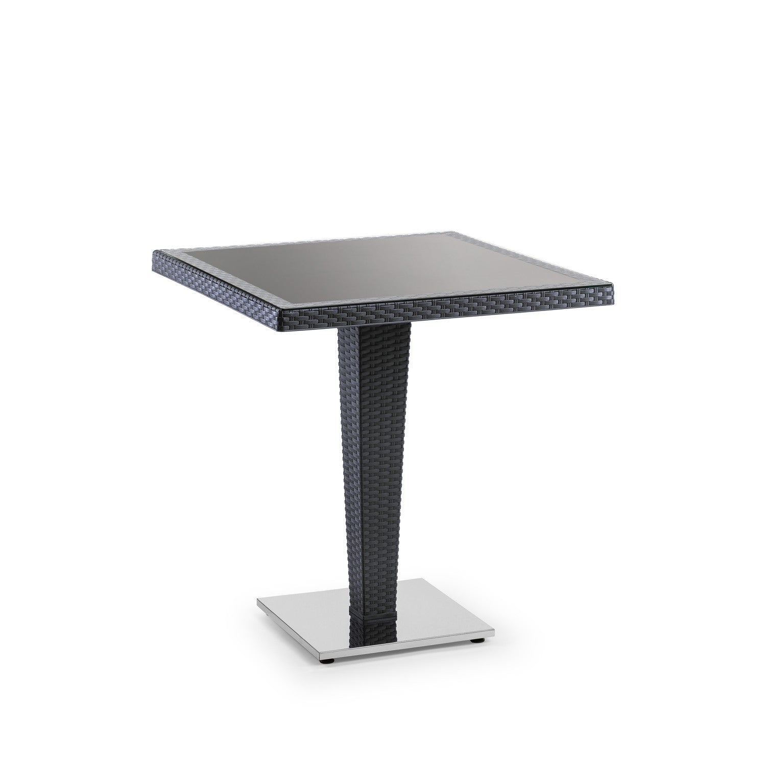 Tilia Antares Rattan Masa Cam Tabla Krom Ayak 70x70 cm, Bahçe, Balkon, Kafe, Restoran, Dış Mekan İçin-zoom-4