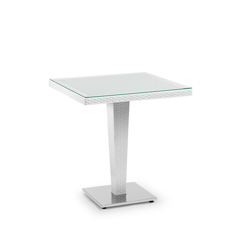 Tilia Antares Rattan Masa Cam Tabla Krom Ayak 70x70 cm, Bahçe, Balkon, Kafe, Restoran, Dış Mekan İçin-zoom-