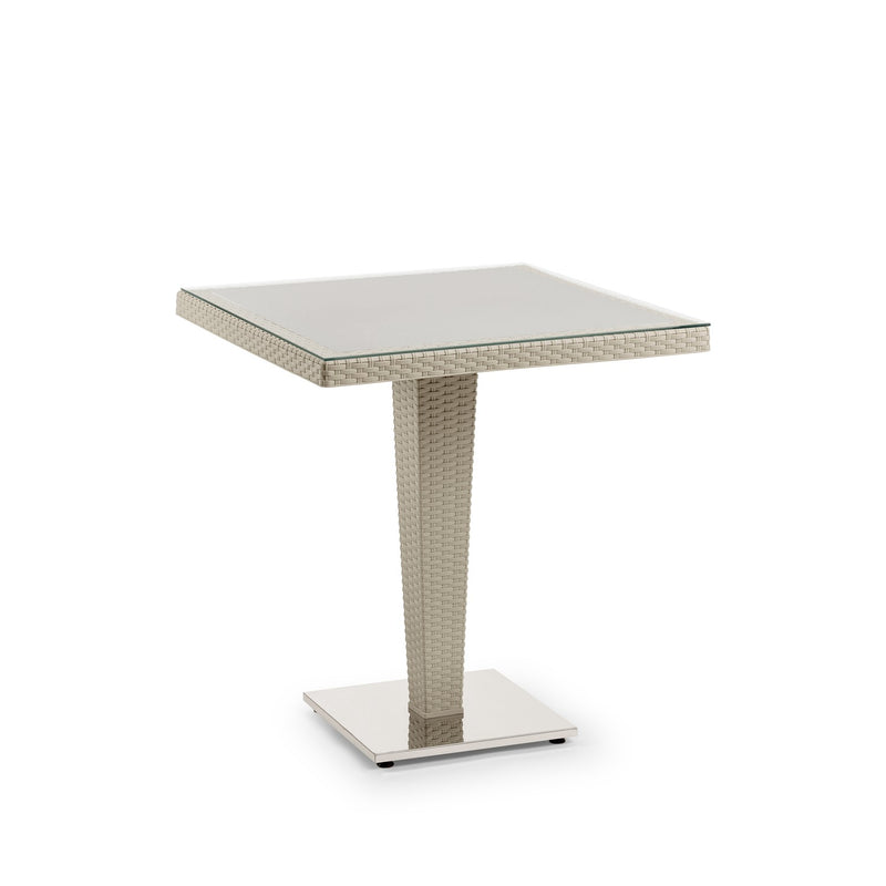 Tilia Antares Rattan Masa Cam Tabla Krom Ayak 70x70 cm, Bahçe, Balkon, Kafe, Restoran, Dış Mekan İçin-zoom-