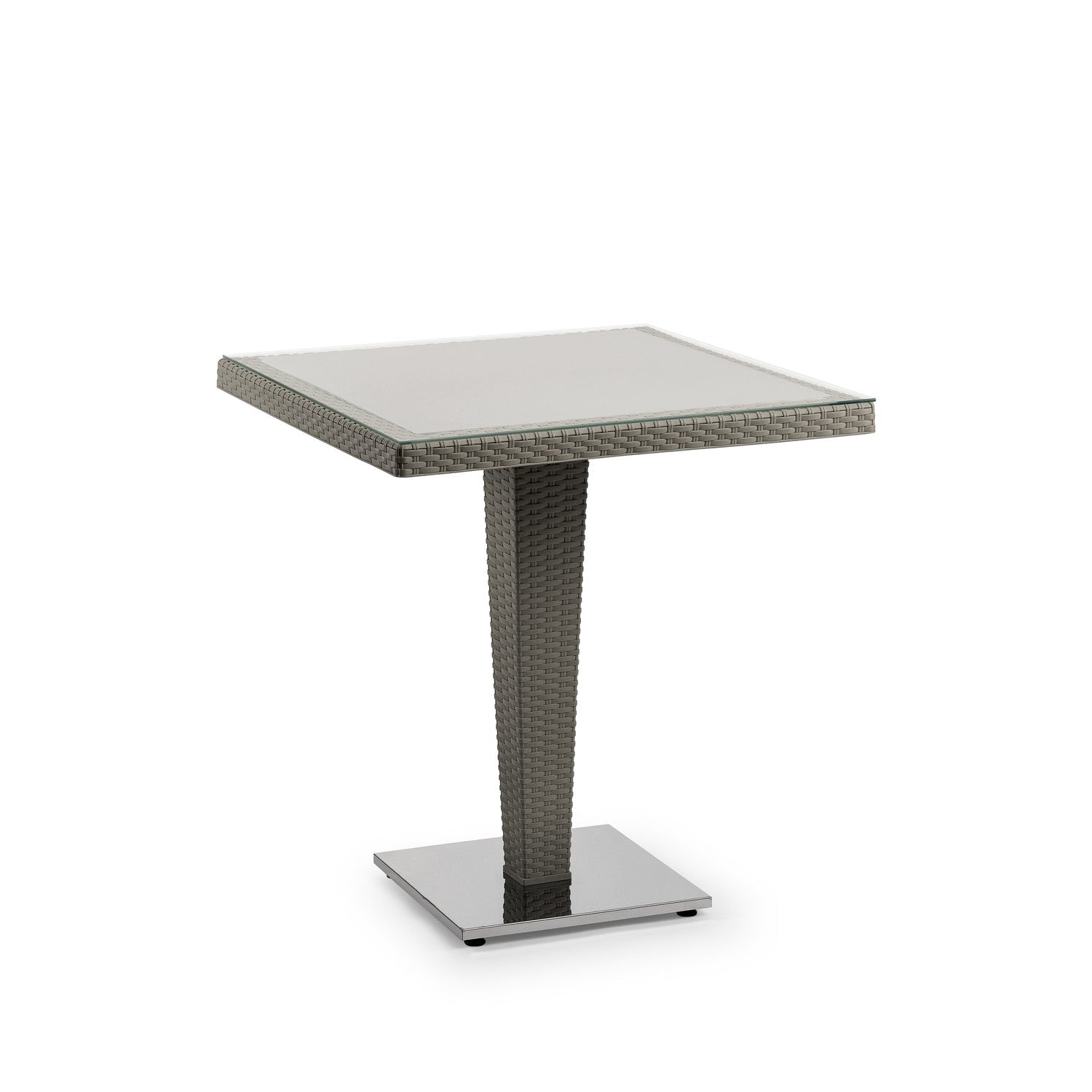 Tilia Antares Rattan Masa Cam Tabla Krom Ayak 70x70 cm, Bahçe, Balkon, Kafe, Restoran, Dış Mekan İçin-10