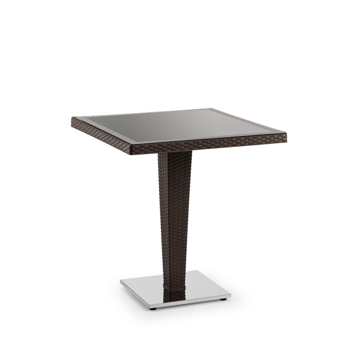Tilia Antares Rattan Masa Cam Tabla Krom Ayak 70x70 cm, Bahçe, Balkon, Kafe, Restoran, Dış Mekan İçin-zoom-6