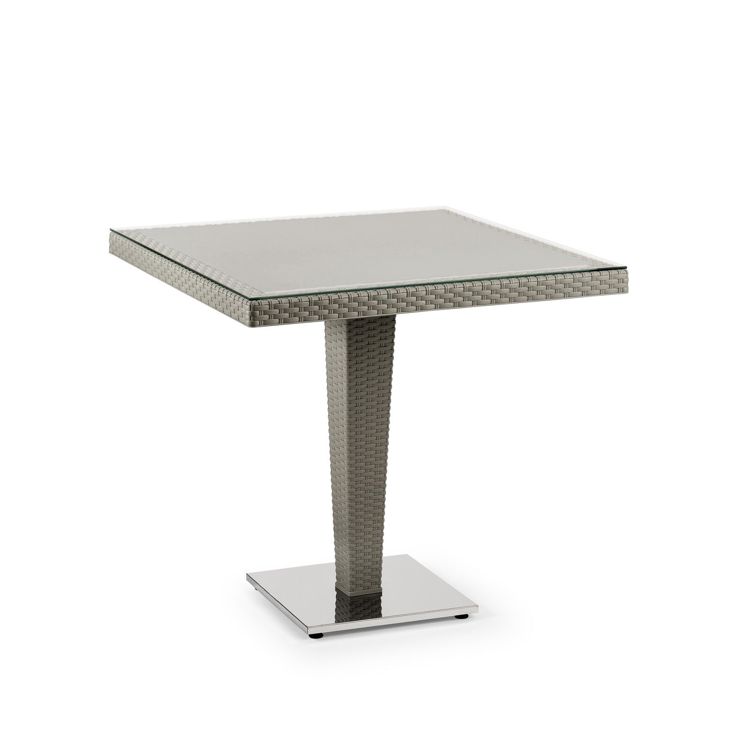 Tilia Antares Rattan Masa Cam Tabla Krom Ayak 80x80 cm