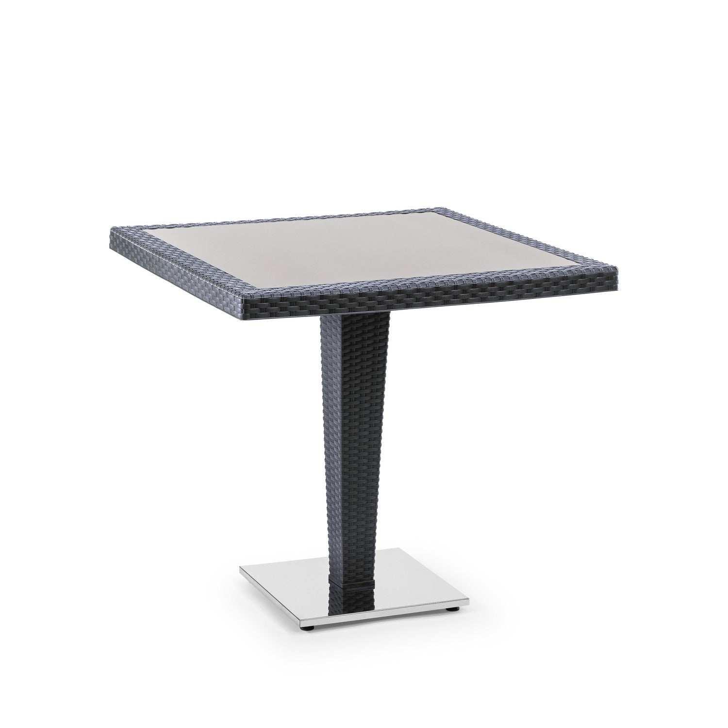 Tilia Antares Rattan Masa Cam Tabla Krom Ayak 80x80 cm, Bahçe, Balkon, Kafe, Restoran, Dış Mekan, Organizasyon İçin-7