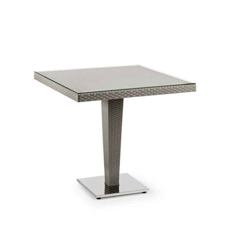 Tilia Antares Rattan Masa Cam Tabla Krom Ayak 80x80 cm, Bahçe, Balkon, Kafe, Restoran, Dış Mekan, Organizasyon İçin-zoom-