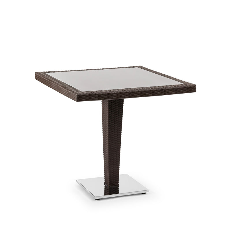 Tilia Antares Rattan Masa Cam Tabla Krom Ayak 80x80 cm, Bahçe, Balkon, Kafe, Restoran, Dış Mekan, Organizasyon İçin-zoom-