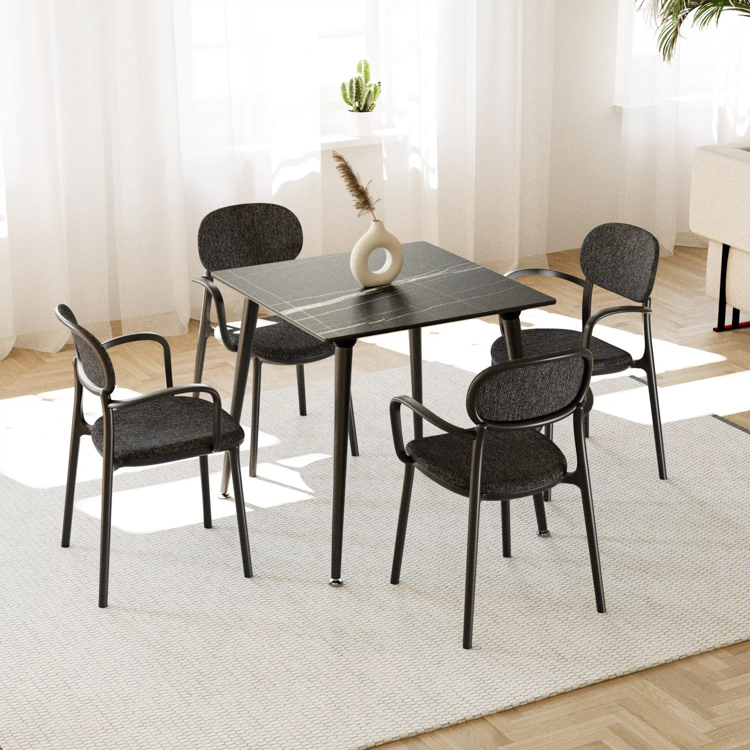 Tilia Lamax-F Masa Siyah Metal Katlanabilir Ayak Compact Tabla 77X77 cm, Bahçe, Balkon, Dış Mekan, Kafe, Restoran İçin-2
