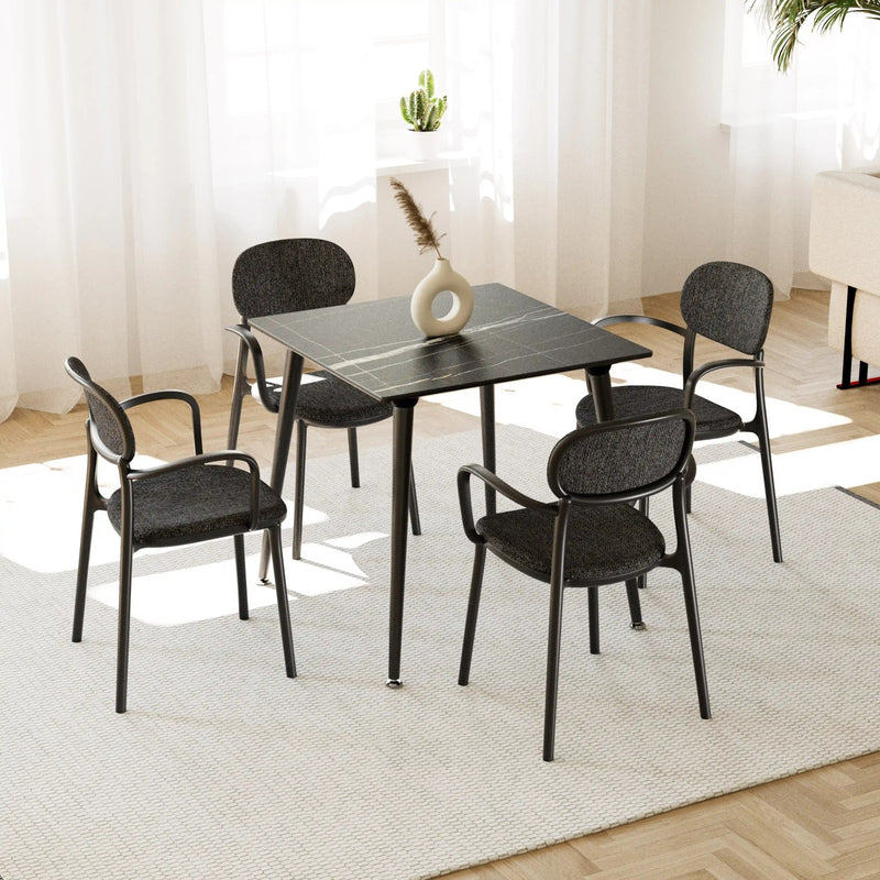 Tilia Lamax-F Masa Siyah Metal Katlanabilir Ayak Compact Tabla 77X77 cm, Bahçe, Balkon, Dış Mekan, Kafe, Restoran İçin-zoom-