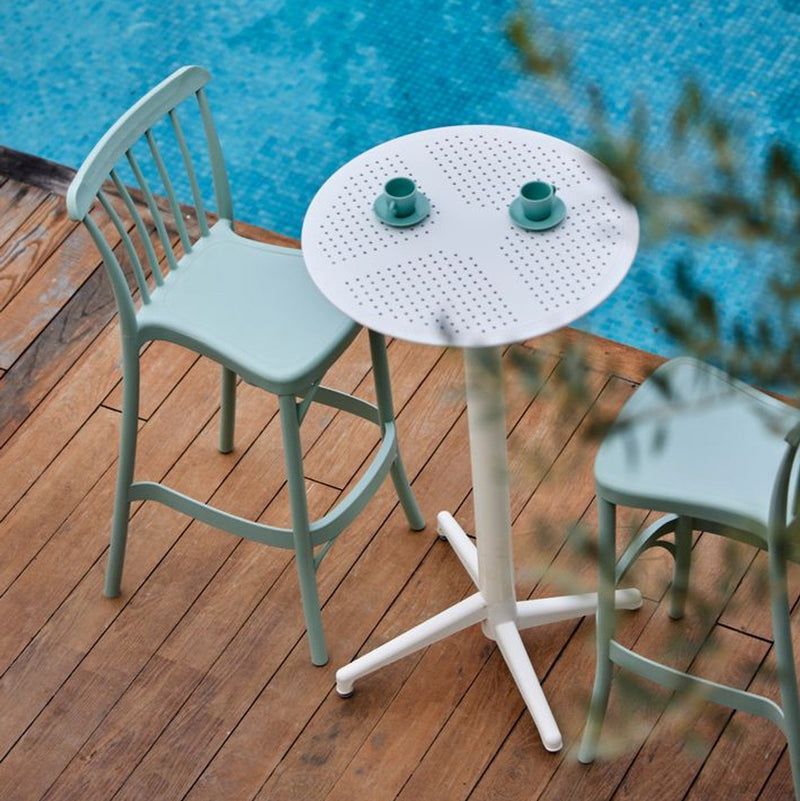 Tilia Moon Sabit Polipropilen Bar Masası Ø60 cm, Bahçe, Balkon, Dış Mekan, Kafe, Restoran İçin-zoom-