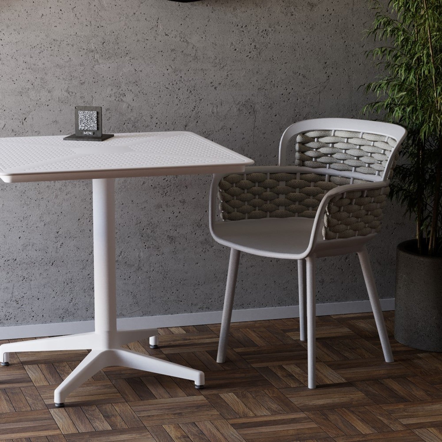 Tilia Moon Katlanır Polipropilen Masa 80X80 cm, Bahçe, Balkon, Dış Mekan, Kafe, Restoran İçin-5