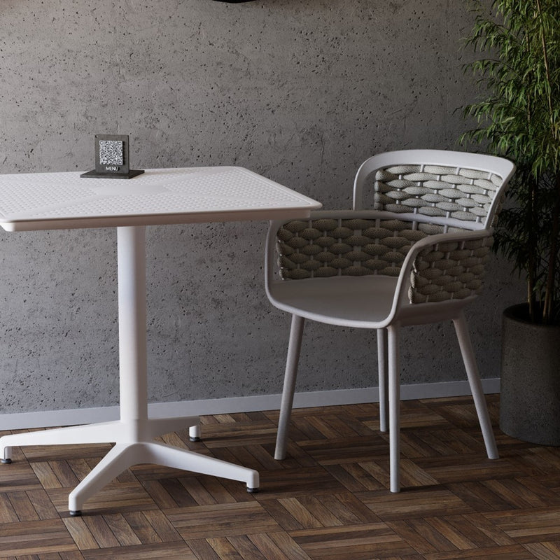 Tilia Moon Katlanır Polipropilen Masa 80X80 cm, Bahçe, Balkon, Dış Mekan, Kafe, Restoran İçin-zoom-